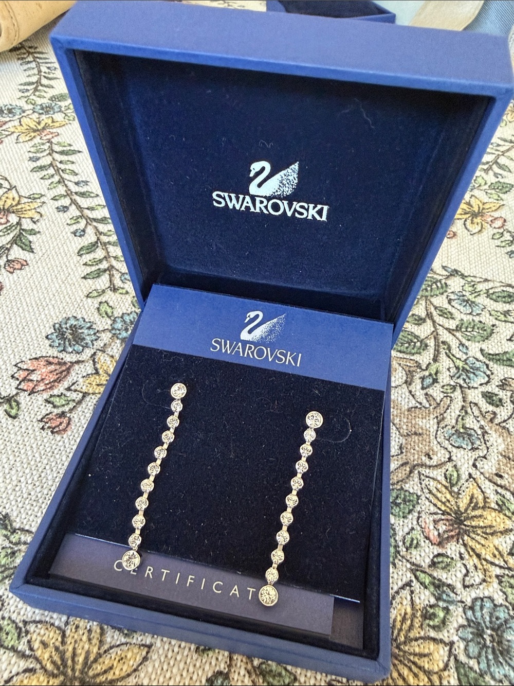 Swarovski Crystal Linear Drop Earrings with Box